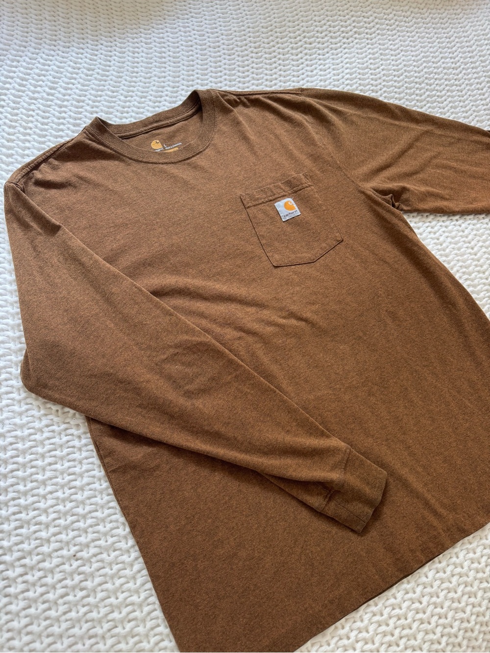 Carhartt Men’s Brown Long-Sleeve Crewneck Pocket Tee
